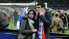 Mandatory Credit: Photo by BPI/Shutterstock 5367730v Fans look scared as they race back into the Stadium after hearing of bombings outside during the International Friendly, Länderspiel, Nationalmannschaft match between France and Germany, at the Stade de France, Paris on the 13th of November 2015. Football - International Friendlies 2015 France v Germany Stade de France, Saint-Denis, France - 13 Nov 2015 Editorial use only. No merchandising. For Football images FA and Premier League restrictions apply inc. no internet/mobile usage without FAPL license - for details contact Football Dataco Football - International Friendlies 2015 France v Germany Stade de France, Saint-Denis, France - 13 Nov 2015 Editorial use only. No merchandising. For Football images FA and Premier League restrictions apply inc. no internet/mobile usage without FAPL license - for details contact Football Dataco PUBLICATIONxINxGERxSUIxAUTXHUNxGRExMLTxCYPxROMxBULxUAExKSAxONLY Copyright: xBPI/Shutterstockx 5367730v
